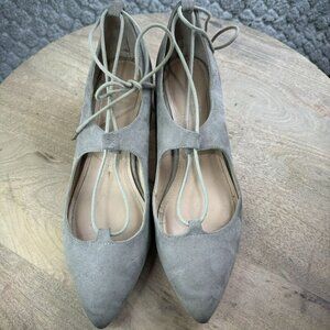 Charles‎ By Charles David Gray Suede Lace-Up Heels Size 7.5